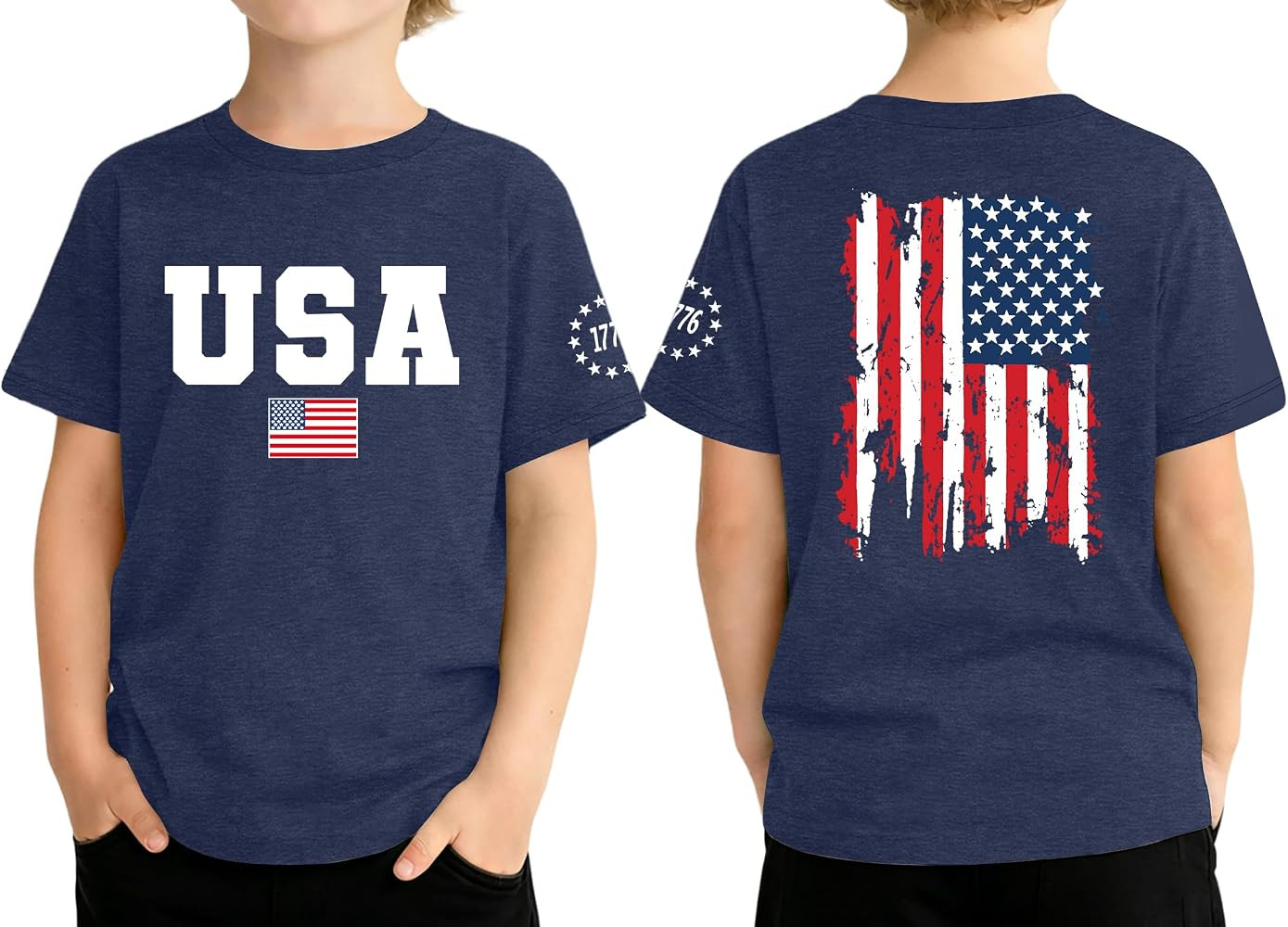 Kids 4th of July T-Shirt Boys Girls American Flag Graphic Shirts Patriotic USA Short Sleeve Tee T... | Amazon (US)