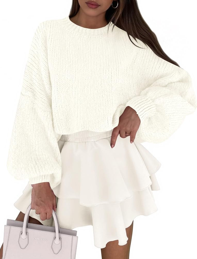 PRETTYGARDEN Sweaters for Women 2025 Fall Chunky Knit Long Sleeve Crew Neck Oversized Pullover To... | Amazon (US)