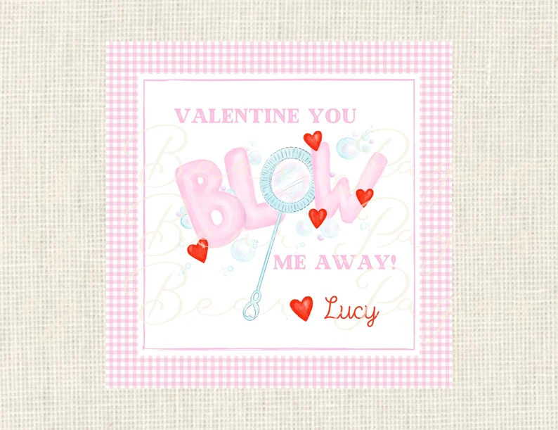 Valentine Class Tags or Stickers, Bubbles, Watercolor, Printed / Set of 25 - Etsy | Etsy (US)