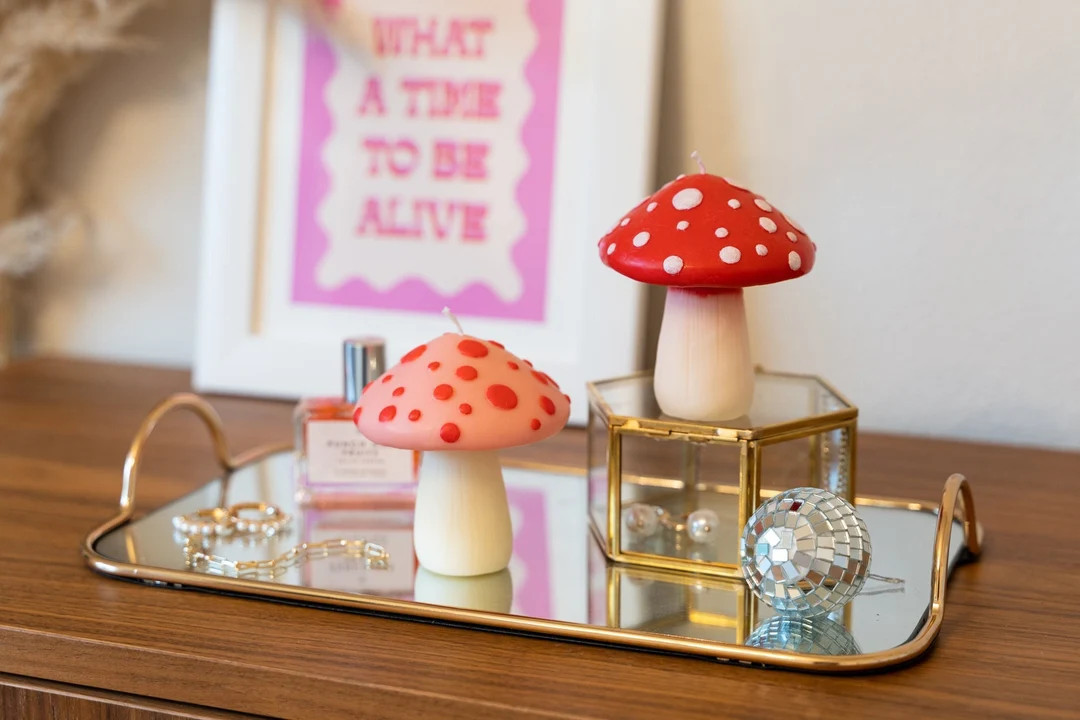 Mushroom Candle Pink - Etsy | Etsy (US)
