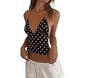 Women Polka Dot Camisole Top Y2k Halter Neck Backless Cami Tank Top Sexy Coquette Going Out Crop ... | Amazon (US)