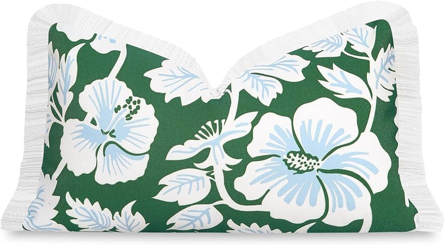 Hofdeco Premium Coastal Patio Indoor Outdoor Lumbar Pillow Cover Only, 12"x20" Water Repellent fo... | Amazon (US)