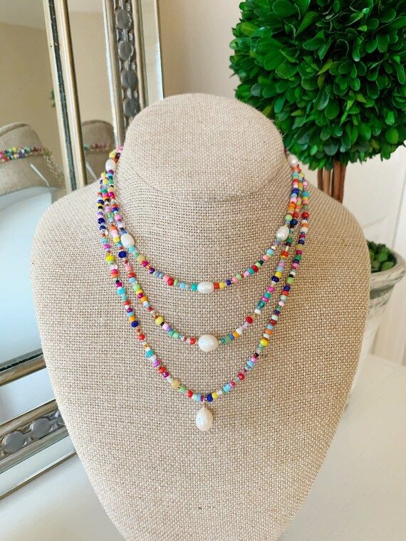 14k GOLD FILLED Colorful Freshwater Pearl and Seed Bead | Etsy | Etsy (US)
