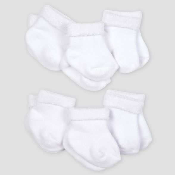 Gerber Baby' 6pk Organic Terry Wiggle Proof Socks - White | Target