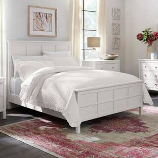 Home Decorators Collection Beckley Ivory Wood Queen Bed with Grid Back 10753 - The Home Depot | The Home Depot