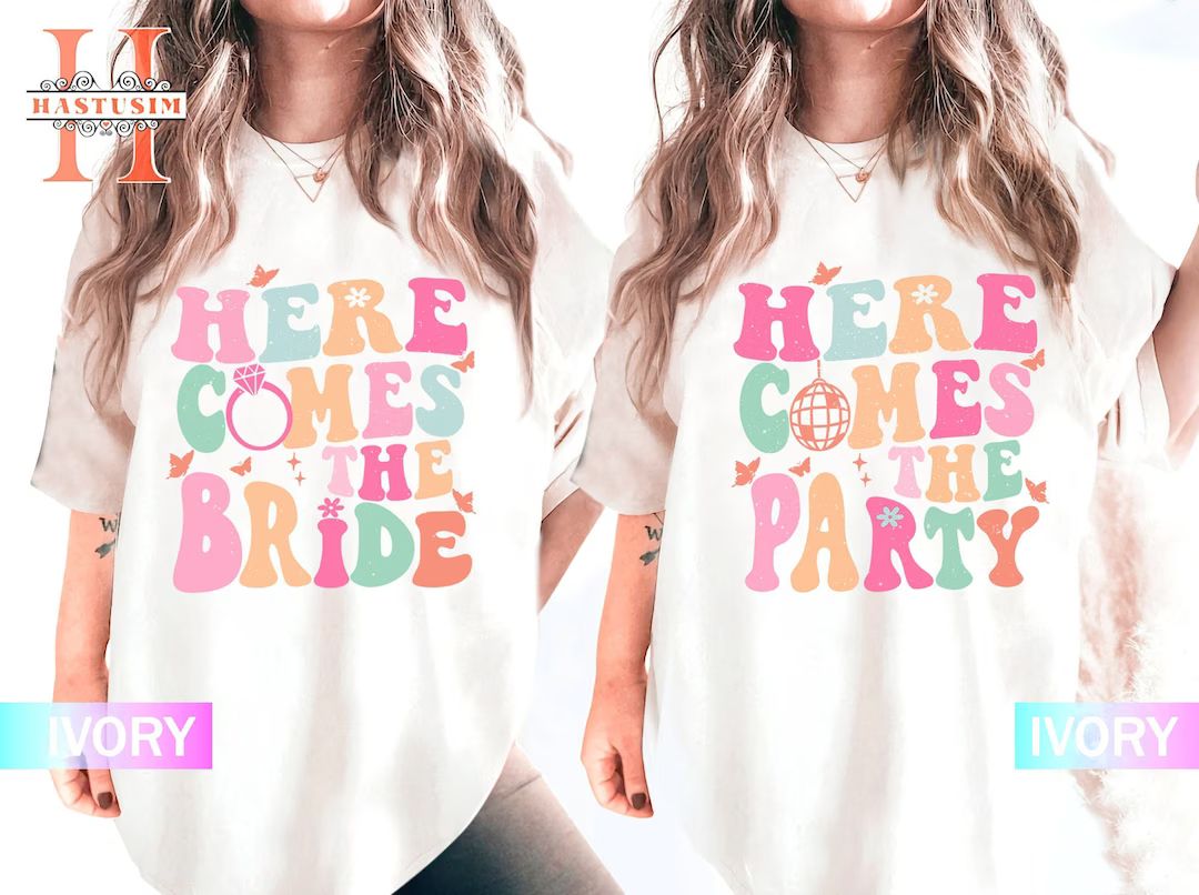 Here Comes the Bride Party Shirt, Groovy Bride Shirt, Retro Bachelorette Shirt, Bachelorette Part... | Etsy (US)