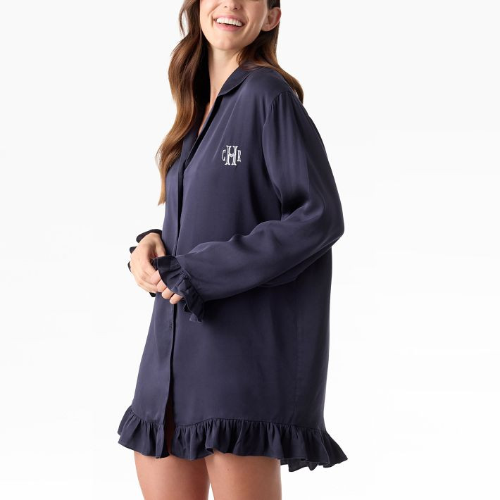 Ruffle Sateen Night Shirt | Mark and Graham