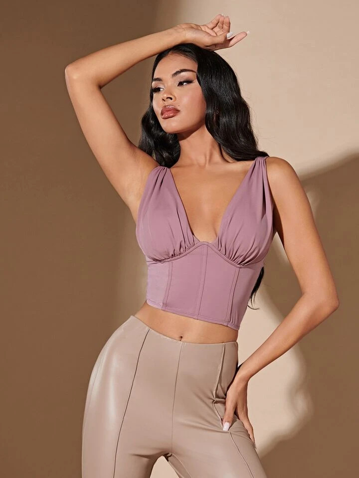 SHEIN BAE Ruched Bust Crop Tank Top | SHEIN