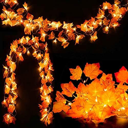 Amazon.com: [2-Pack] Fall Decorations for Home Thanksgiving Decorations Lighted Fall Garland, Tot... | Amazon (US)