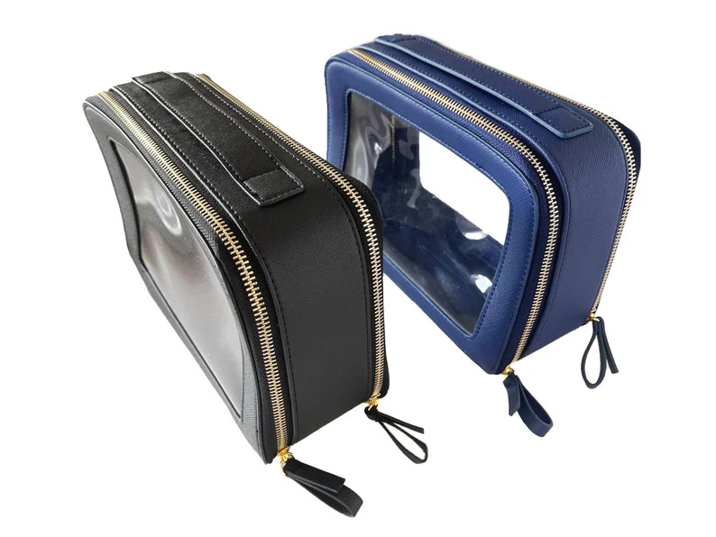 Clear Globetrotter Case, Clear Jumbo Jetset Case, Dual Compartments, Saffiano Travel Case, PU Lea... | Etsy (US)