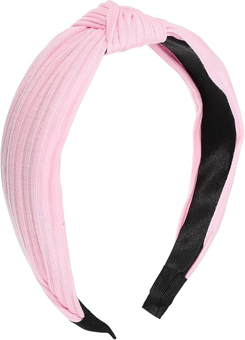 VOCOSTE Textured Cotton Knot Headband, Soft Hairband for Women, Pink, 1.3 Inch Wide | Amazon (US)