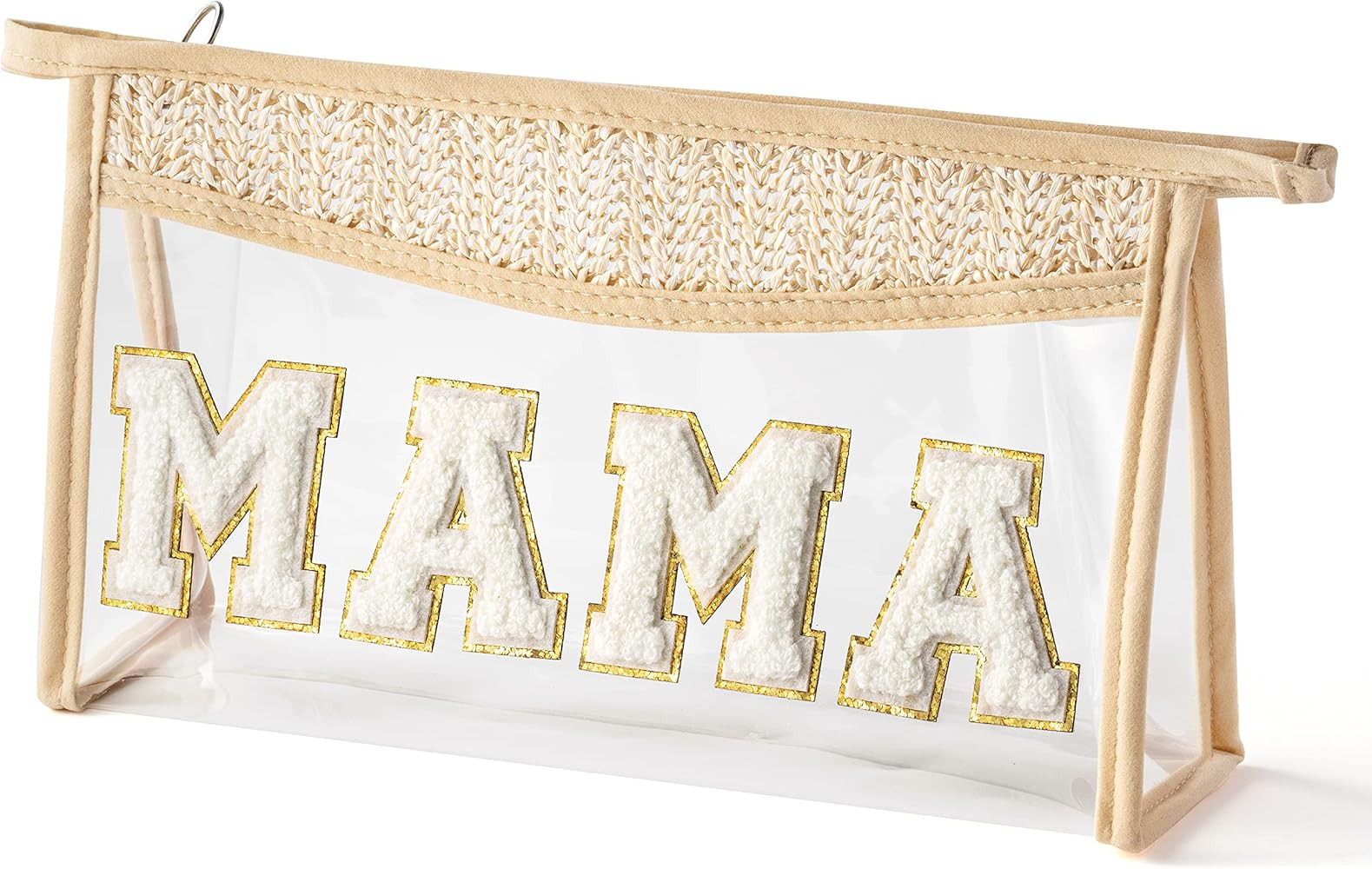 Boho Patch Makeup Bag For Mother Clear Toiletry Bag Varsity Letter Travel Cosmetic Bag beige Tran... | Amazon (US)