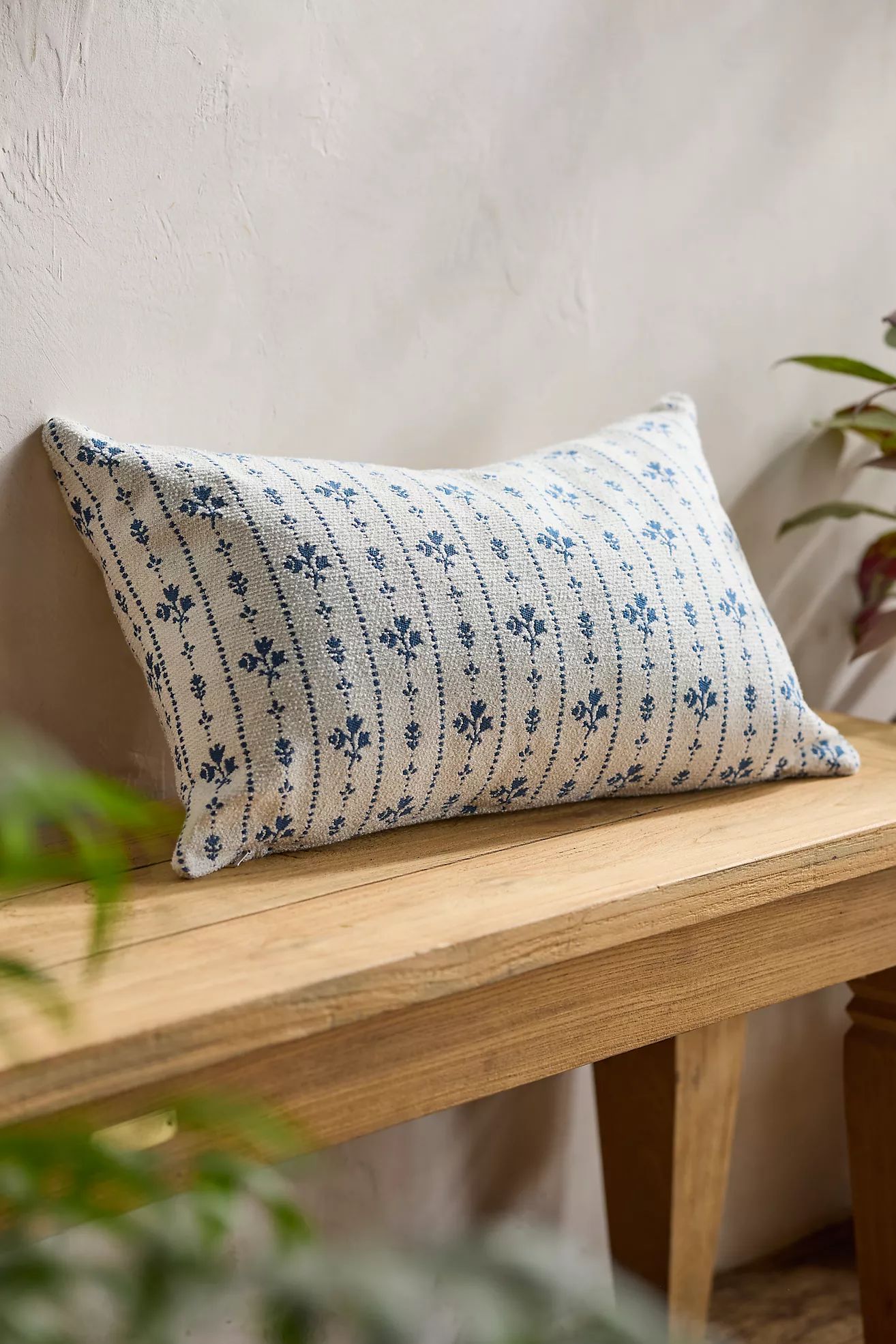 Floral Stripe Outdoor Pillow, Blue | Terrain