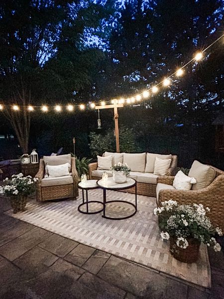 Outdoor furniture from Walmart

Walmart patio set from Better Homes and Gardens River Oaks outdoor collection.

Wicker sofa and nesting tables, outdoor swivel chairs, outdoor rug, outdoor string lights.

Patio decor, patio furniture. 
Walmart rollback 

#LTKsalealert #LTKhome #LTKSeasonal