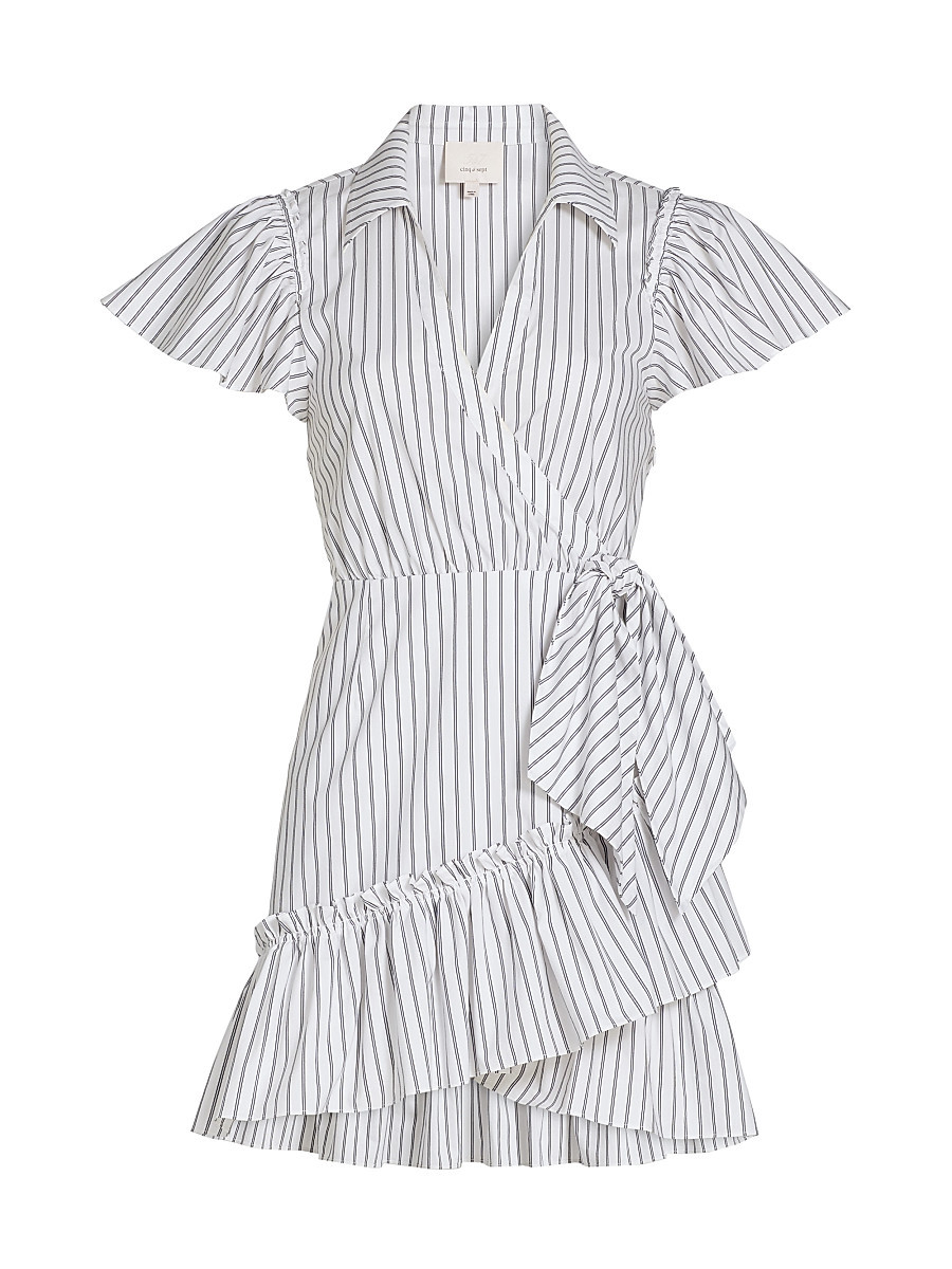 Women's Lila Striped Tie-Waist Minidress - White Navy - Size 0 | Saks Fifth Avenue