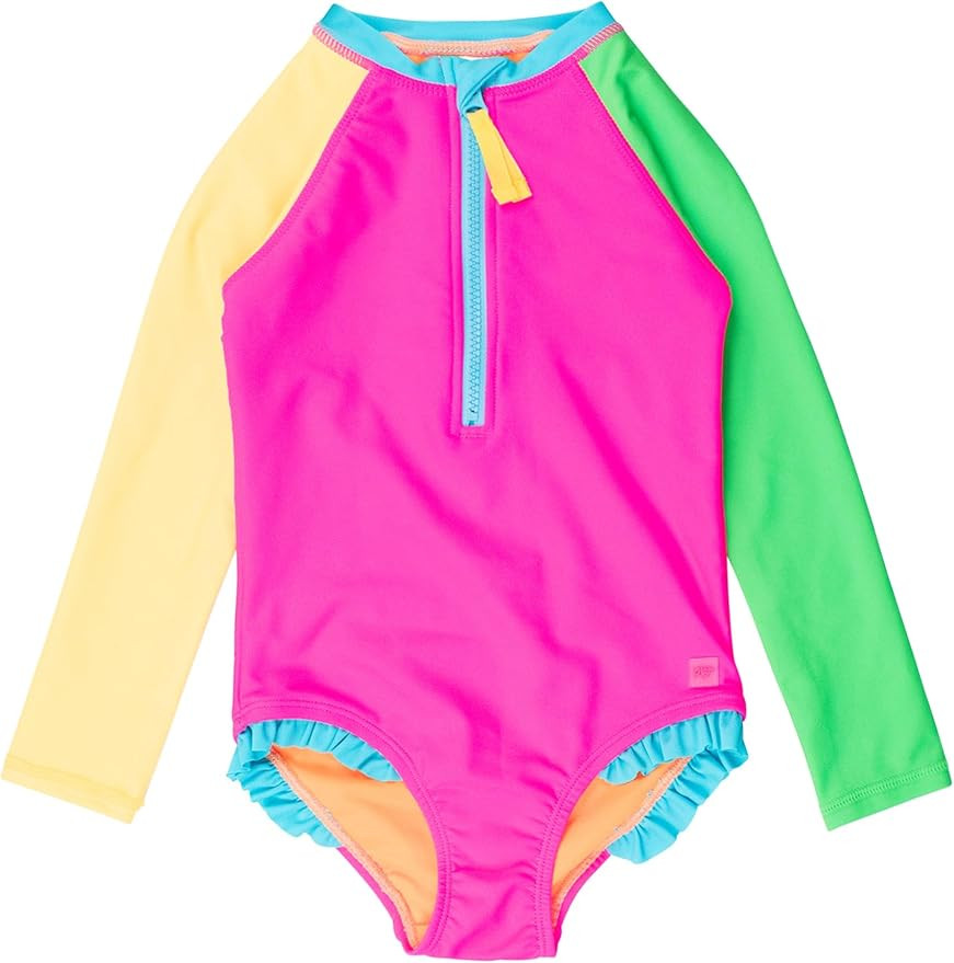 RuffleButts® Girls One Piece Rash Guard Baby Swimsuit UPF 50+ Sun Protection | Amazon (US)
