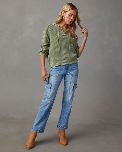 Caine Knit Hoodie - Washed Olive | VICI