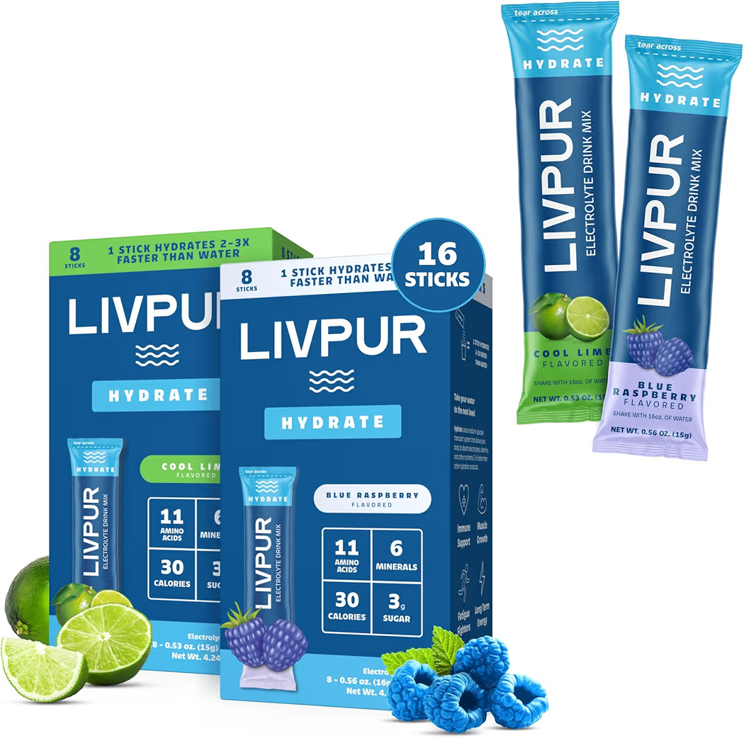 LivPur Electrolyte Drink Mix, Instant Hydration Powder with Vitamin C, B6, B12 & Essential Amino ... | Amazon (US)