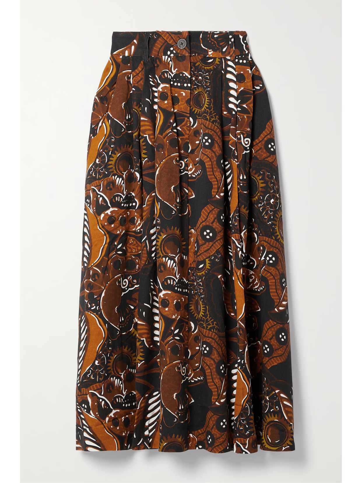 Mara Hoffman - + Net Sustain Tulay Pleated Printed Tencel Lyocell Midi Skirt - Brown | NET-A-PORTER (US)