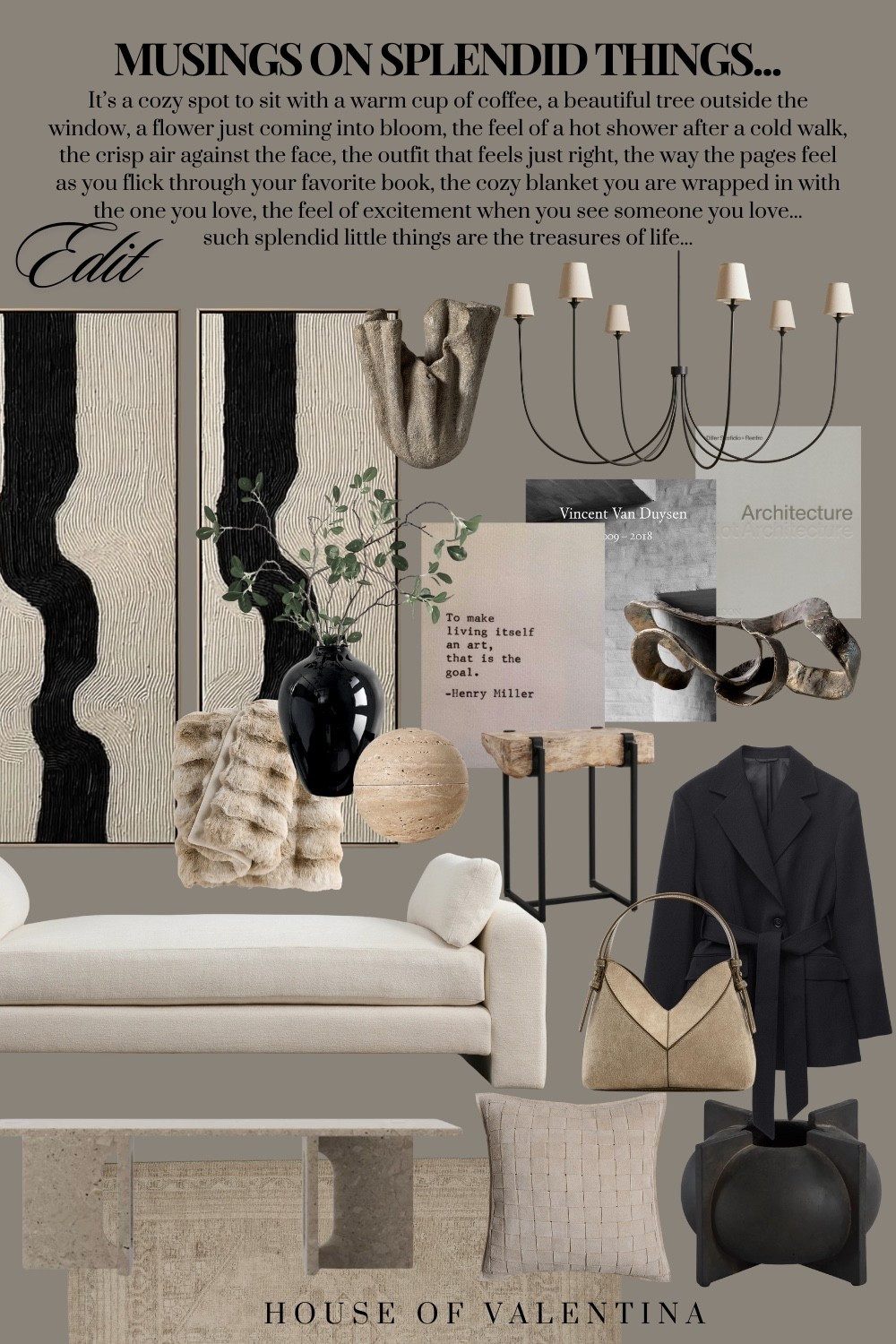 It’s a cozy spot to sit with a warm cup of coffee, a beautiful tree outside the window, a flower just coming into bloom, the feel of a hot shower after a cold walk, the crisp air against the face, the outfit that feels just right, the way the pages feel as you flick through your favorite book, the cozy blanket you are wrapped in with the one you love, the feel of excitement when you see someone you love...
such splendid little things are the treasures of life...

#LTKdayinmylife #LTKHome #LTKmomlife