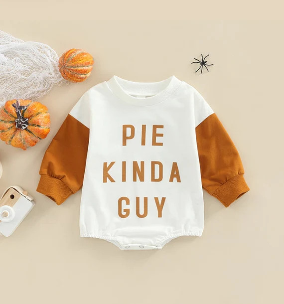 Pie Kinda Guy Baby Romper, Thanksgiving Baby Boy Outfit, Baby Boy, Sweatshirt Romper, Funny Baby ... | Etsy (US)