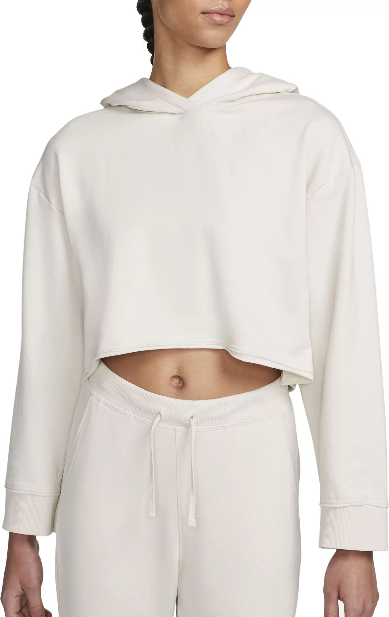 Nike Women's Yoga Luxe Cropped Fleece Hoodie, XS, Lt Orewood Brn | Dick's Sporting Goods