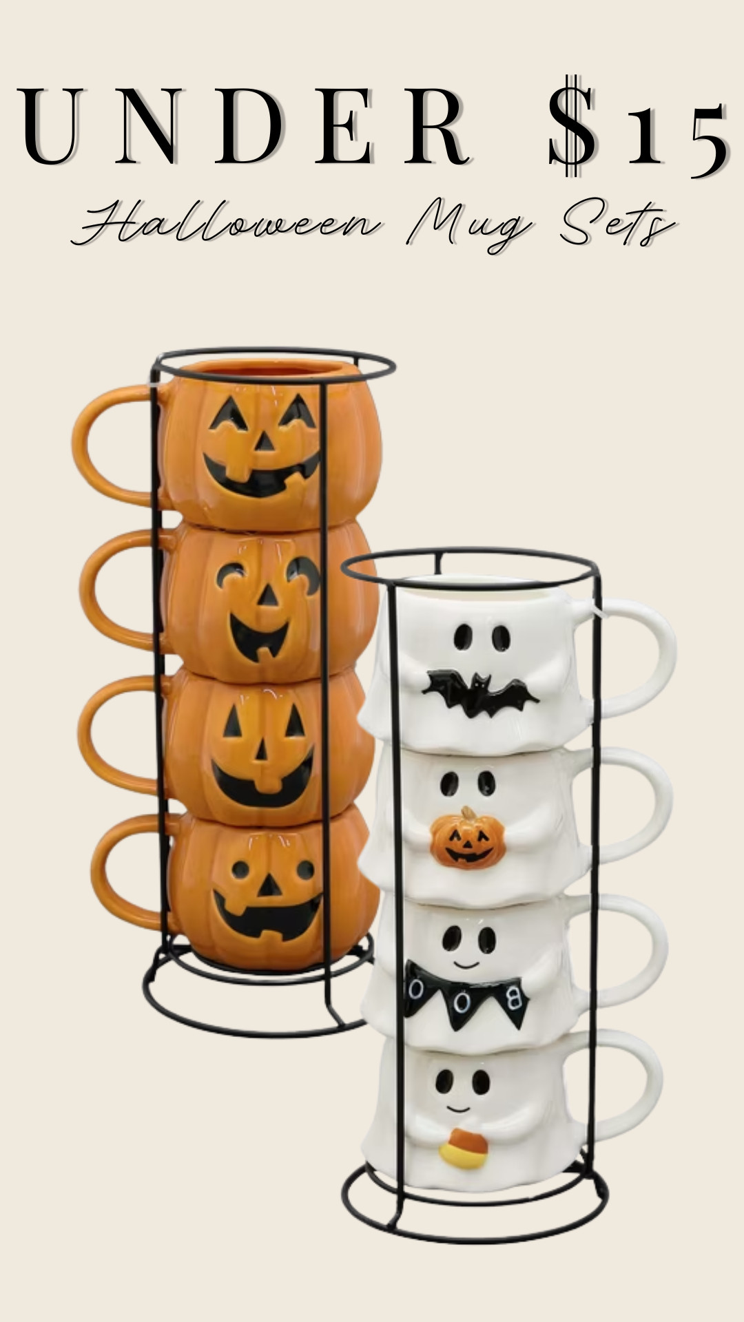 Under $15 for these adorable Halloween mug sets! 

 #LTKHome #LTKSaleAlert