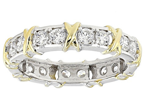 White Cubic Zirconia Platinum And 18k Yellow Gold Over Sterling Silver Ring 2.00ctw - LMB019 | JTV Jewelry