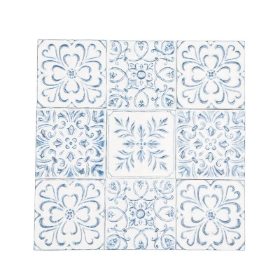 29" x 29" Farmhouse Metal Floral Wall Decor White - Olivia & May | Target