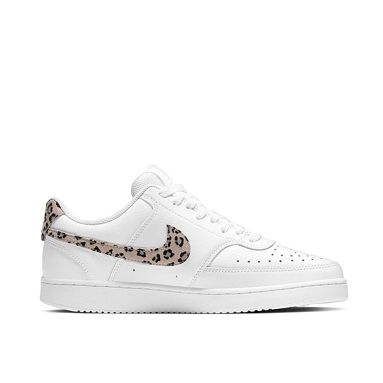 Nike Court Vision Low Sneaker - Women's - White/Taupe Leopard Print - Size 9.5 - Court | DSW