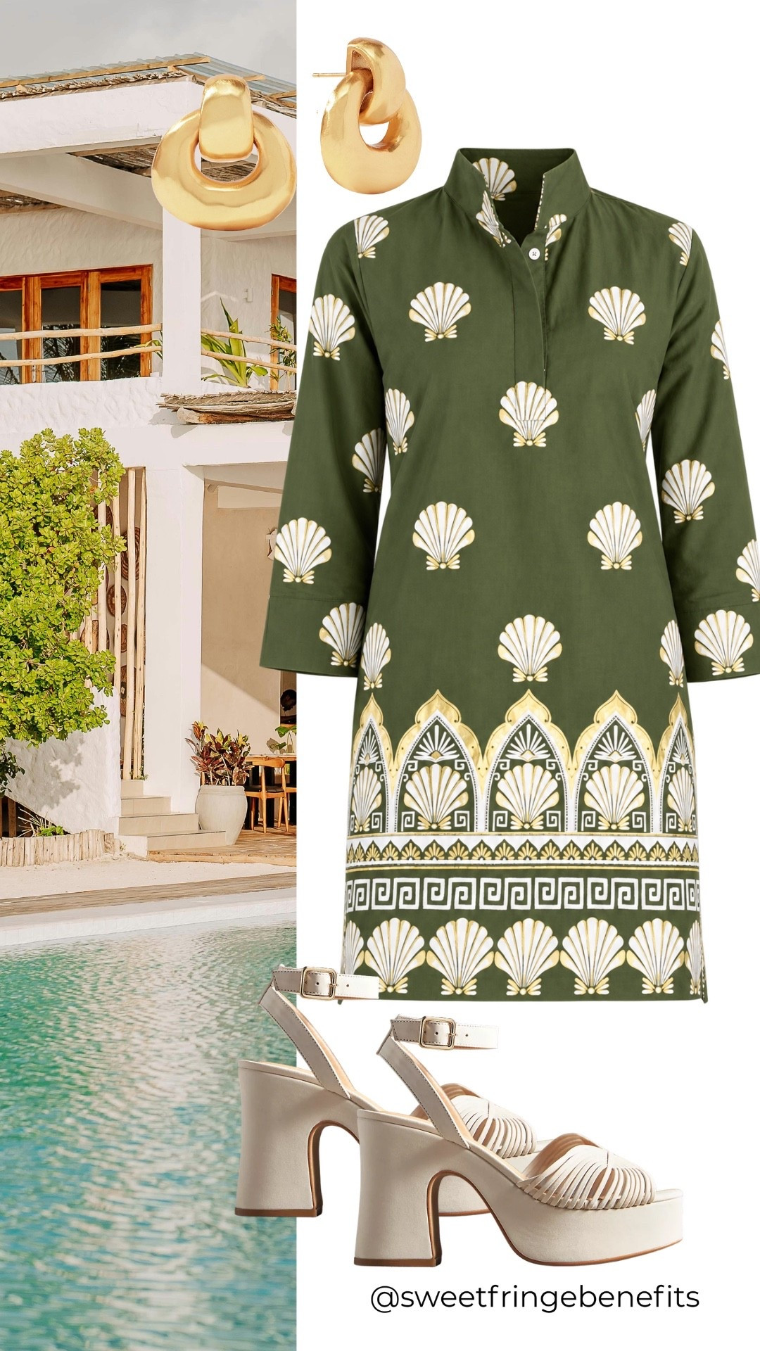 That shell print has me dreaming of somewhere warm. I’d keep everything else simple, add those fun heels, and let the dress do the talking.

#LTKootd #LTKTravel #LTKOver40