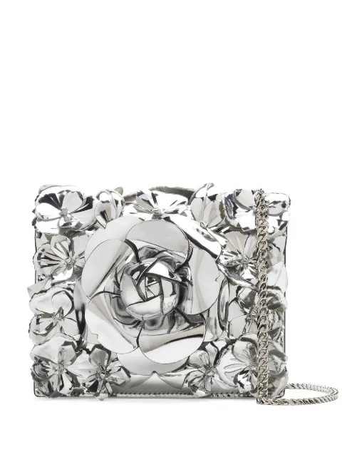 Oscar De La Renta Metallic Floral Appliqué Crossbody Bag - Farfetch | Farfetch Global