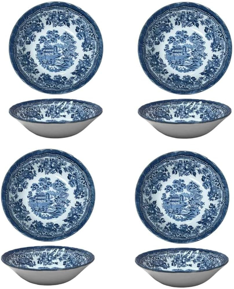 Churchill Royal Wessex Tonquin Blue Chelsea 6" Oatmeal Bowl - Set of 4, Made in England | Amazon (US)