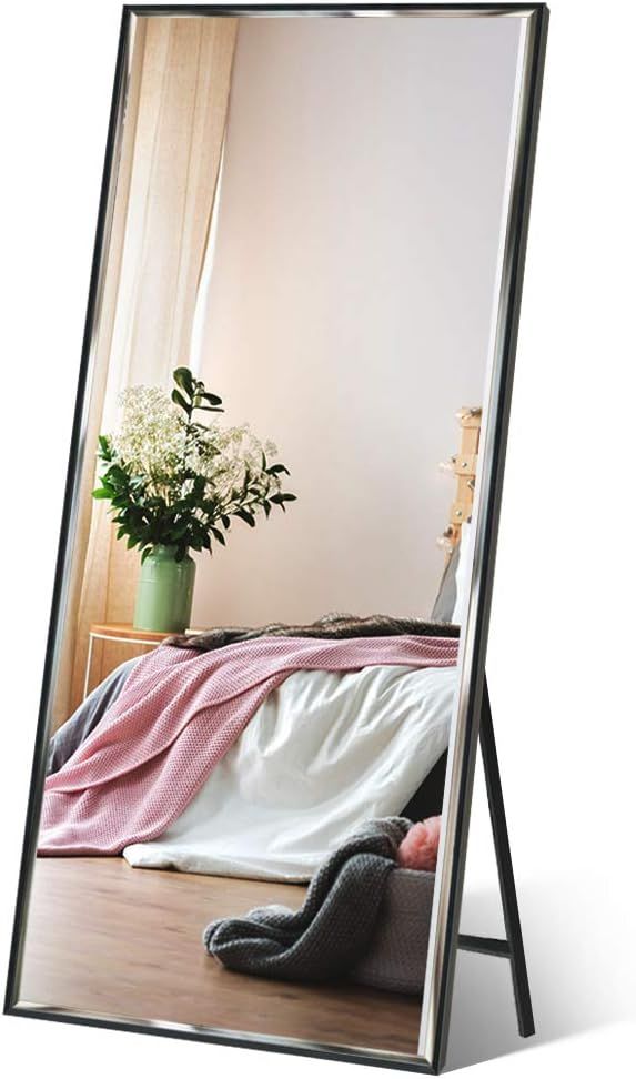 Full Length Mirror 65"x23.6" Standing, Wall Hanging, Vertical Black Frame HD Rectangle Full Body ... | Amazon (US)