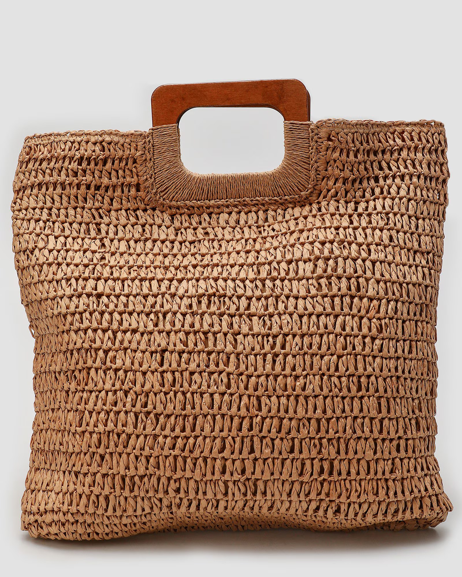 Bolsa tote de palha G com alça quadrada bege | Accessori by Riachuelo | Riachuelo (BR)