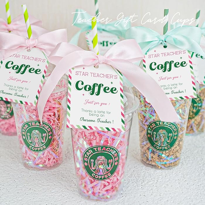 Teacher Gifts - Teacher Appreciation Gifts - 6 Pack Coffee Gift Card Holder with Cards - Teacher ... | Amazon (US)