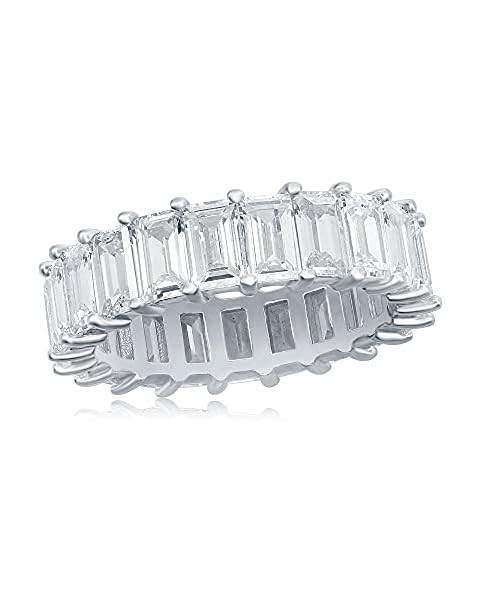 OPOMOMO Eternity Ring Wedding Bands 18K White Gold Plated Emerald Cut Cubic Zirconia Ring for Men... | Amazon (US)
