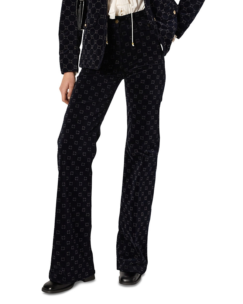 Gerard Darel Anna Monogrammed Flared Jeans in Navy | Bloomingdale's (US)