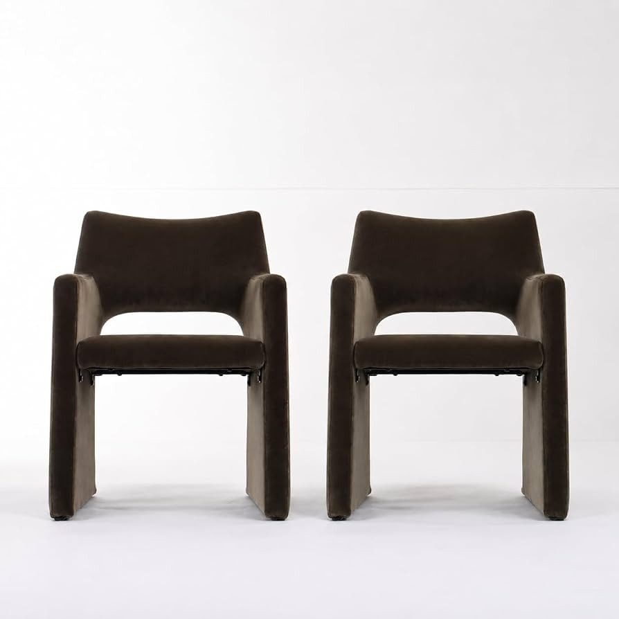 31" Blue Faux Mohair Upholstered Modern Dining Chair (2, Green) | Amazon (US)