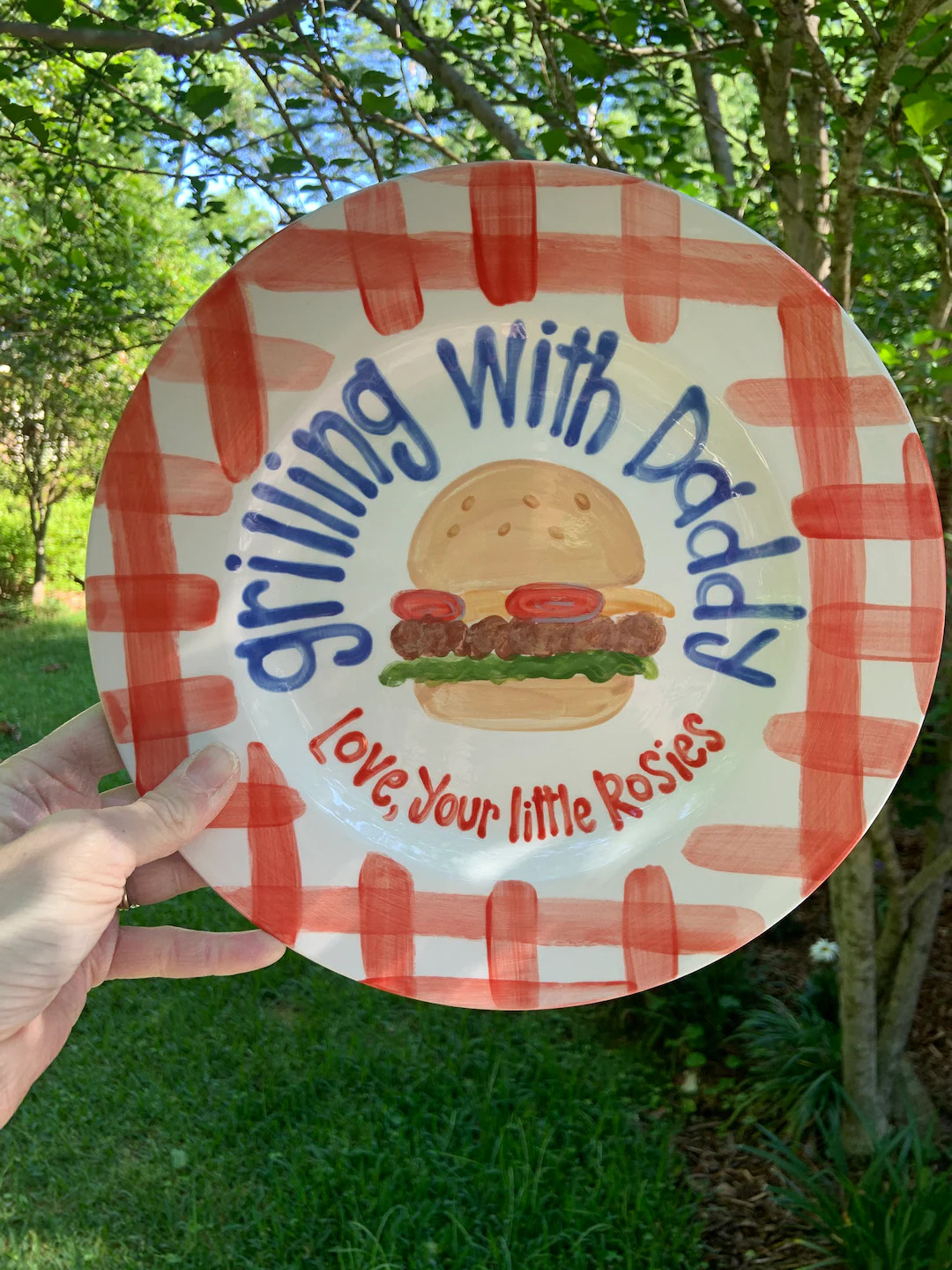 Personalized BBQ Plate for Dad: Hand-painted Cheeseburger Platter Grilling Platter - Etsy | Etsy (Global)