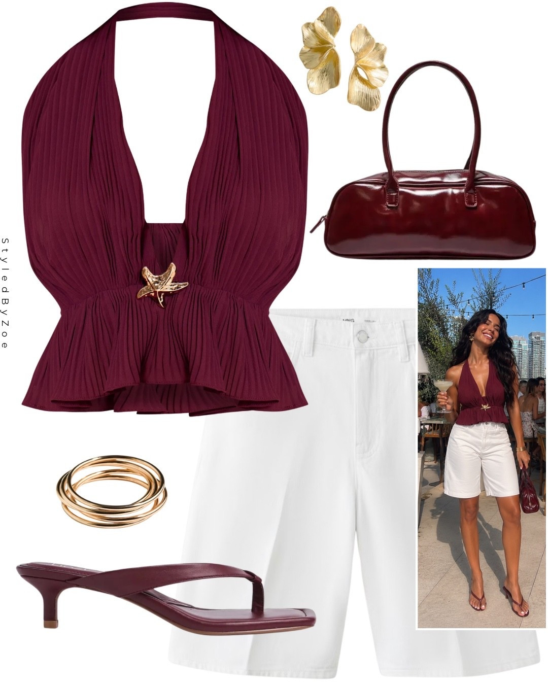 Burgundy halter top + white tailored shorts is one of my favourite summer outfit combinations right now ❤️🍷

#LTKsummer #LTKuk #LTKeurope