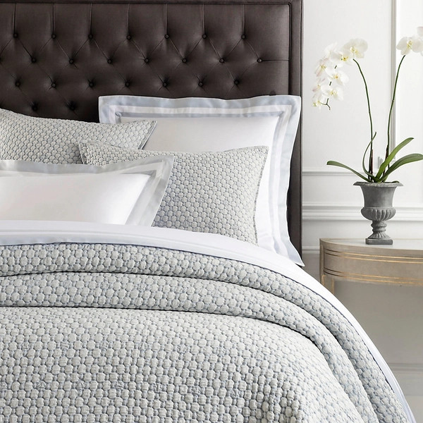 Lodi Blue Matelassé Coverlet | Annie Selke