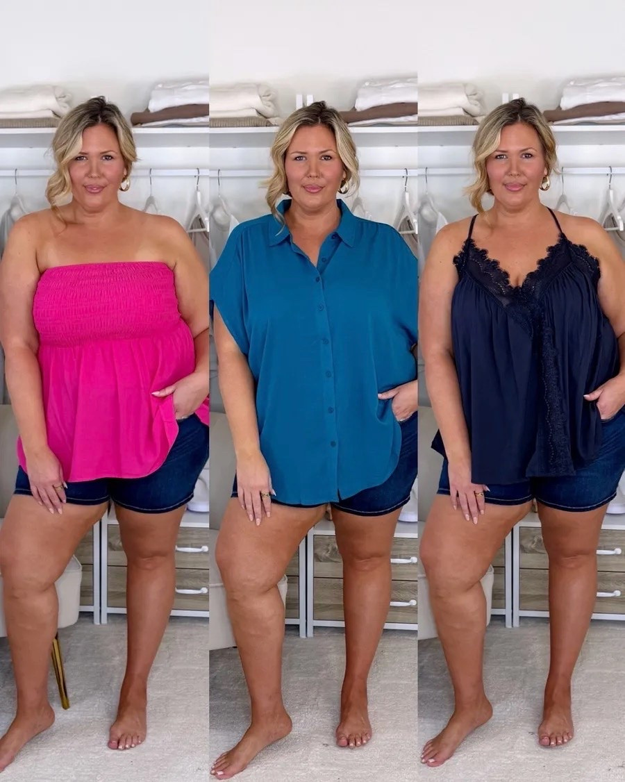Wearing a 2X in the pink strapless, a 3X in the button up and a 2X in the tank. Plus size, outfit inspo, summer fashion, torrid haul, apron belly

#LTKSeasonal #LTKMidsize #LTKPlusSize