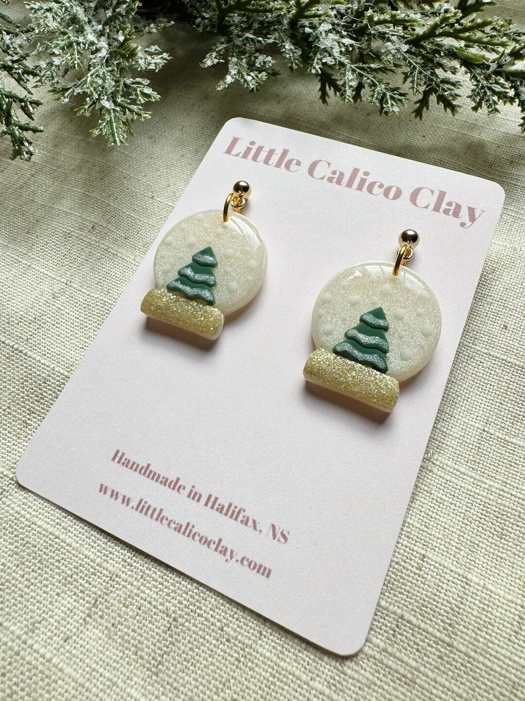 Snowglobe Polymer Clay Dangle Earrings Christmas Clay - Etsy Canada | Etsy (CAD)