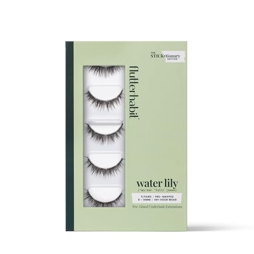 FlutterHabit STICKtionary Water Lilly Self Adhesive Eyelashes Kit, Pre Glued Underlash Strips for Beginners, No Glue Lash Extensions, Lightweight Reusable Clusters for Natural Look at Home (5 Pairs) | Amazon (US)