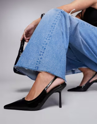 ASOS DESIGN Poser slingback high heeled shoes in black | ASOS (Global)