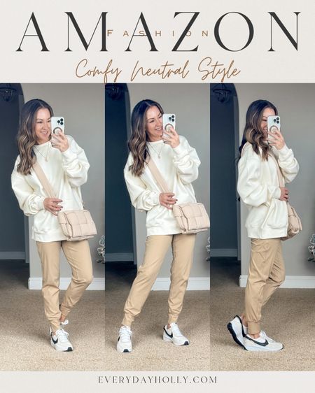 💥Sale on these Petite friendly joggers from Amazon in khanki xs 10% off no code needed | oversized pullover sweatshirt in beige size small | nylon puffer crossbody | the best no show socks ever | comfy outfit, neutral style, athleisure outfit, mom style, weekend outfit

#LTKsalealert #LTKover40 #LTKfindsunder50