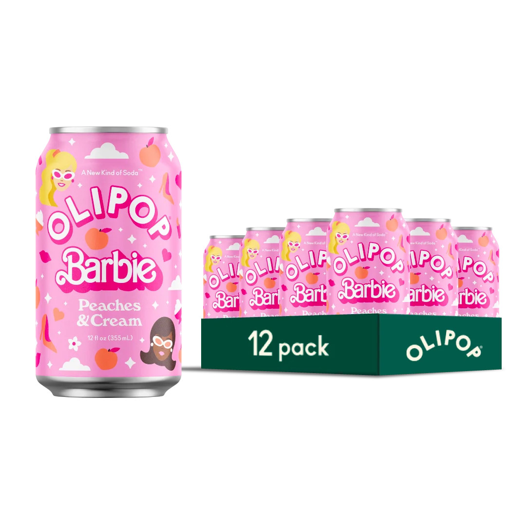 OLIPOP Prebiotic Soda, Barbie Peaches and Cream, 12 fl oz, 12 pack | Walmart (US)