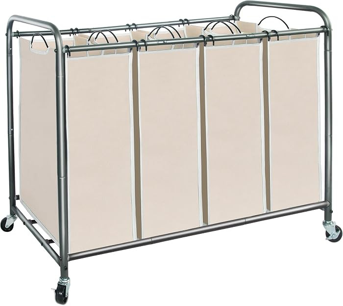 STORAGE MANIAC Laundry Sorter 4 Section, 47.8 Gal (181 L) Laundry Hamper with Wheels, Clothes Div... | Amazon (US)