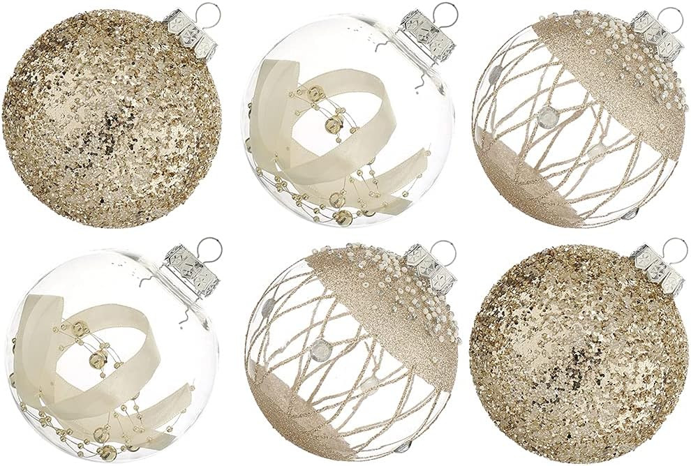XmasExp Christmas Ball Ornament Set-100mm/3.94" Large Shatterproof Clear Glitter Pastic Christmas... | Amazon (US)